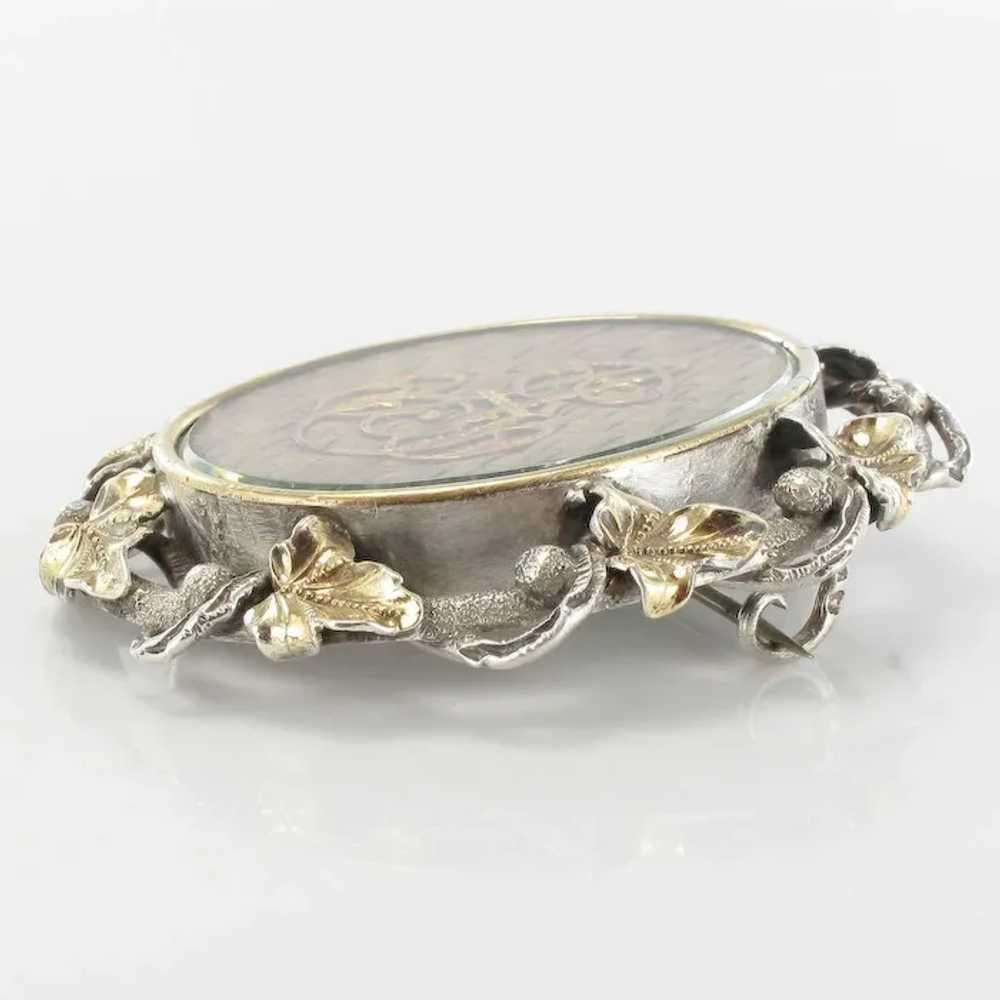 French 19th Century Gold Silver Hair Memory Brooc… - image 3