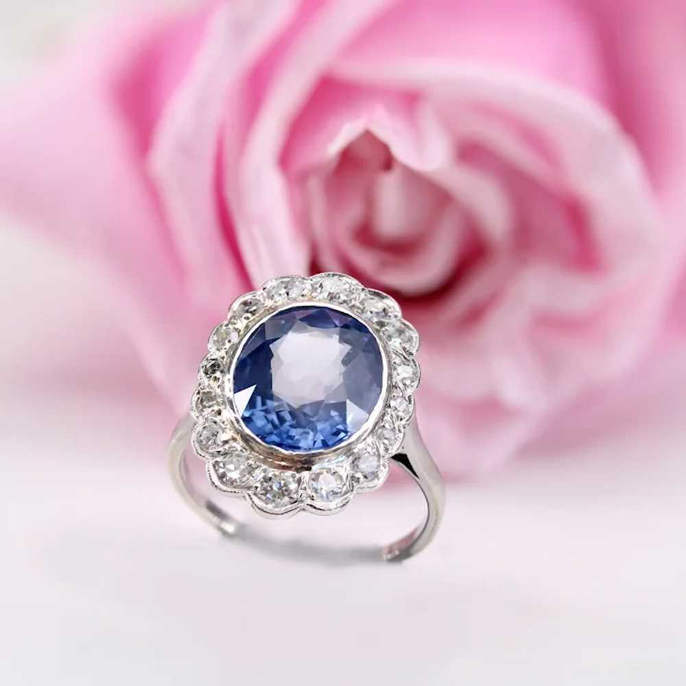 1930s Art Deco 5.80 Carat Sapphire Diamonds Plati… - image 11