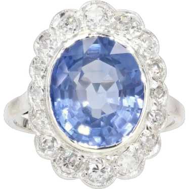 1930s Art Deco 5.80 Carat Sapphire Diamonds Plati… - image 1