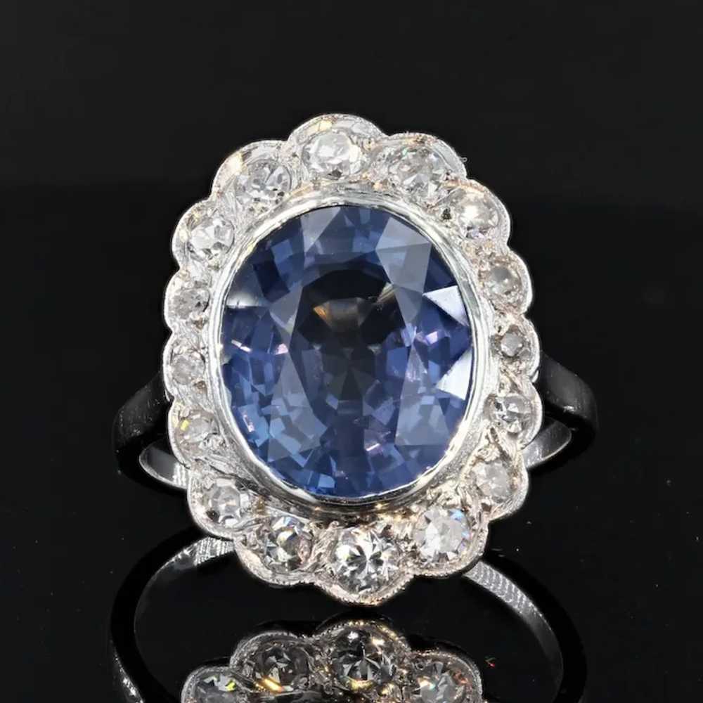 1930s Art Deco 5.80 Carat Sapphire Diamonds Plati… - image 3