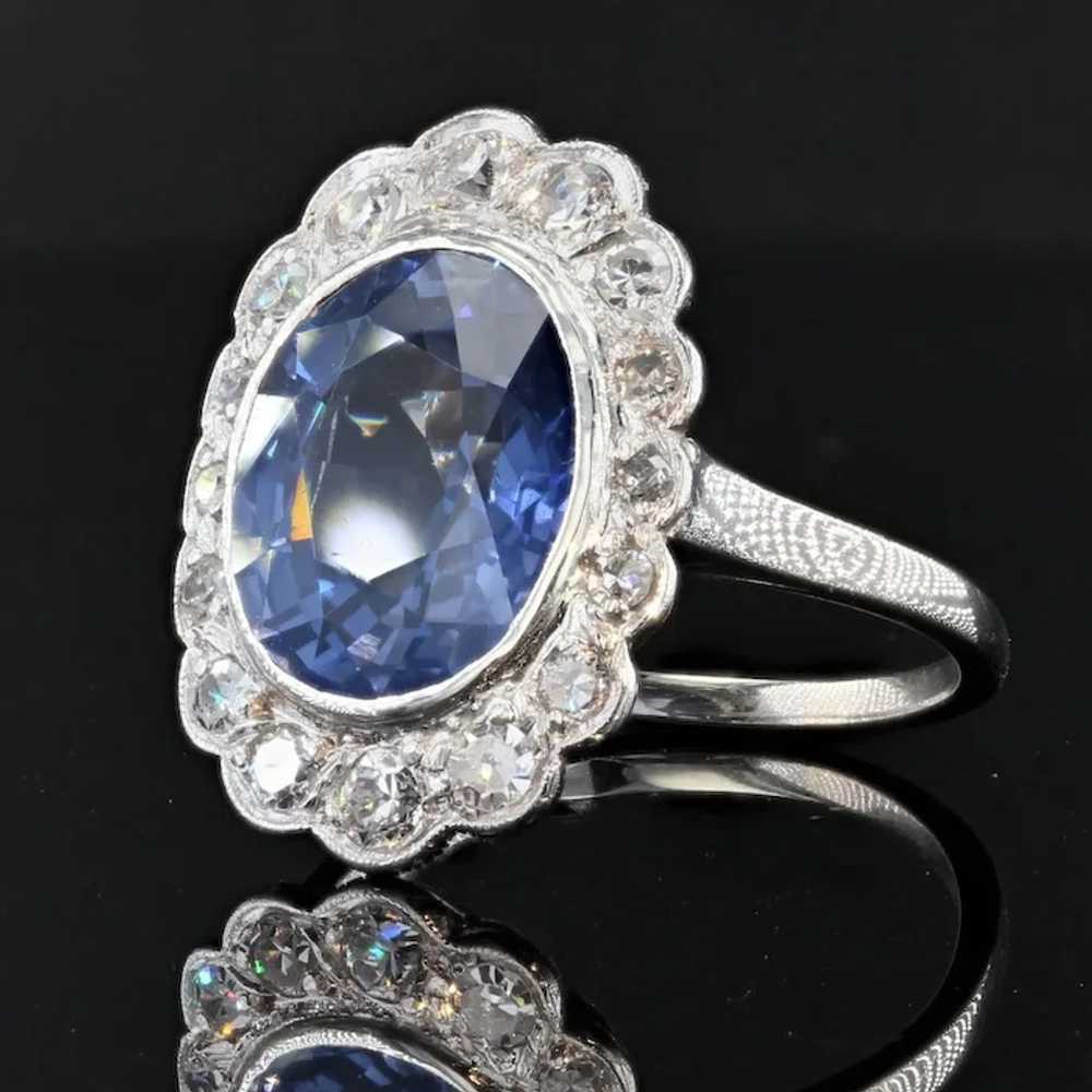 1930s Art Deco 5.80 Carat Sapphire Diamonds Plati… - image 4