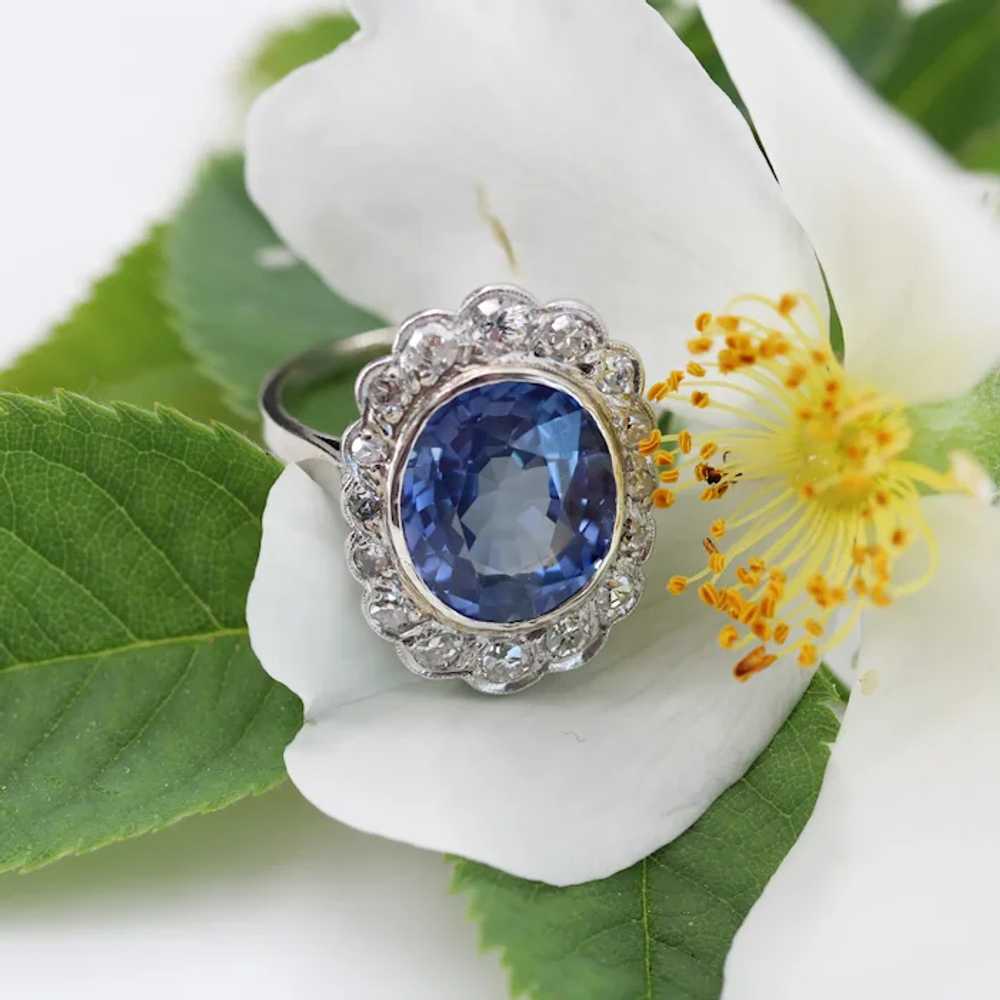 1930s Art Deco 5.80 Carat Sapphire Diamonds Plati… - image 6