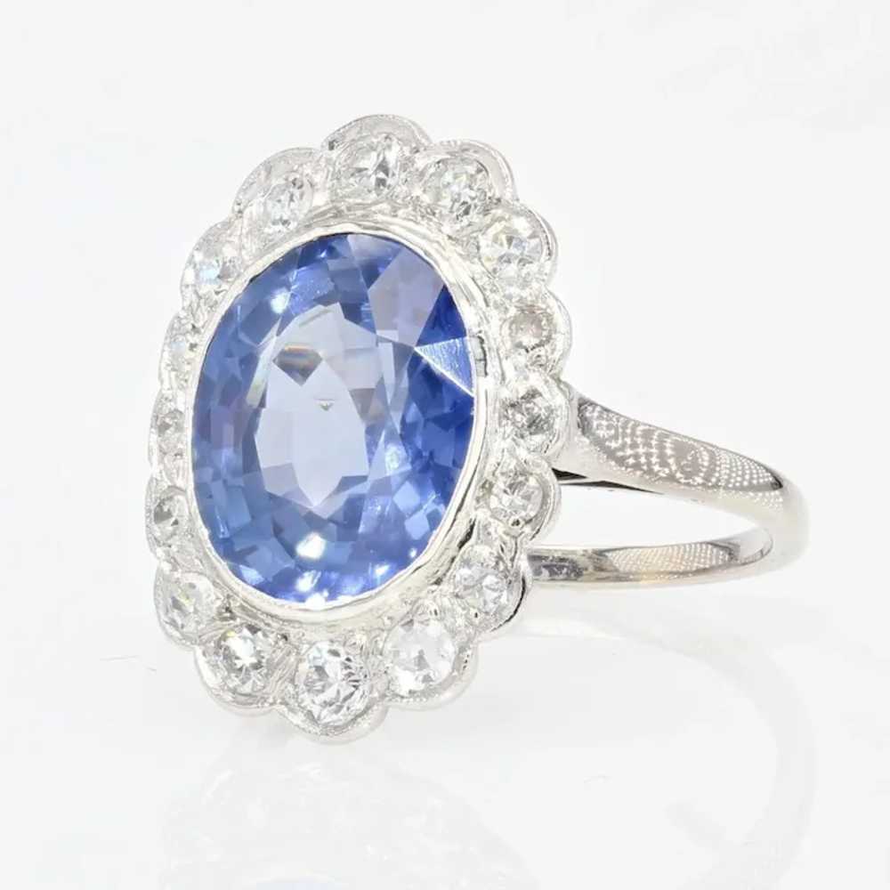 1930s Art Deco 5.80 Carat Sapphire Diamonds Plati… - image 7