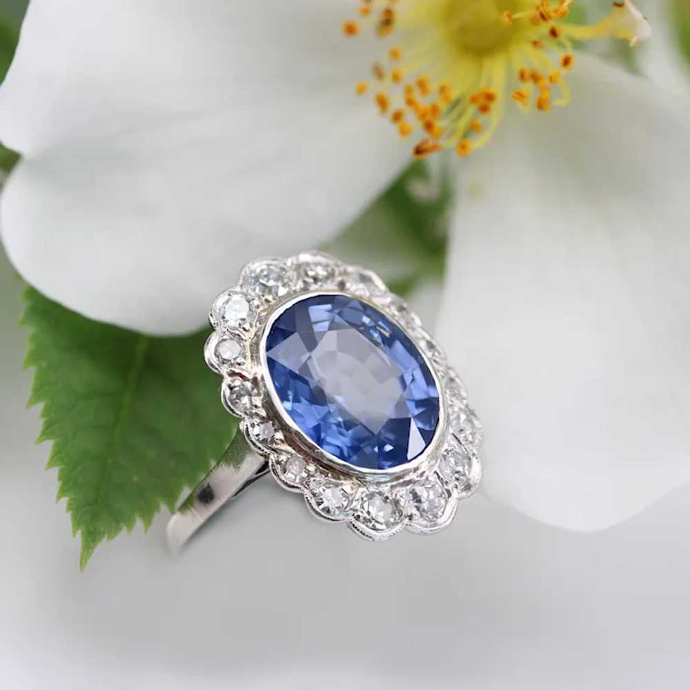 1930s Art Deco 5.80 Carat Sapphire Diamonds Plati… - image 9