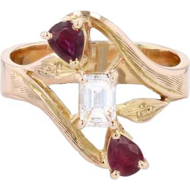 French 1960s Baguette- cut Diamond Pear- cut Ruby 