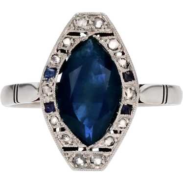 French 1925s Art Deco Sapphire Diamonds 18 Karat … - image 1