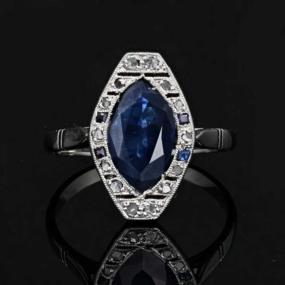 French 1925s Art Deco Sapphire Diamonds 18 Karat … - image 5