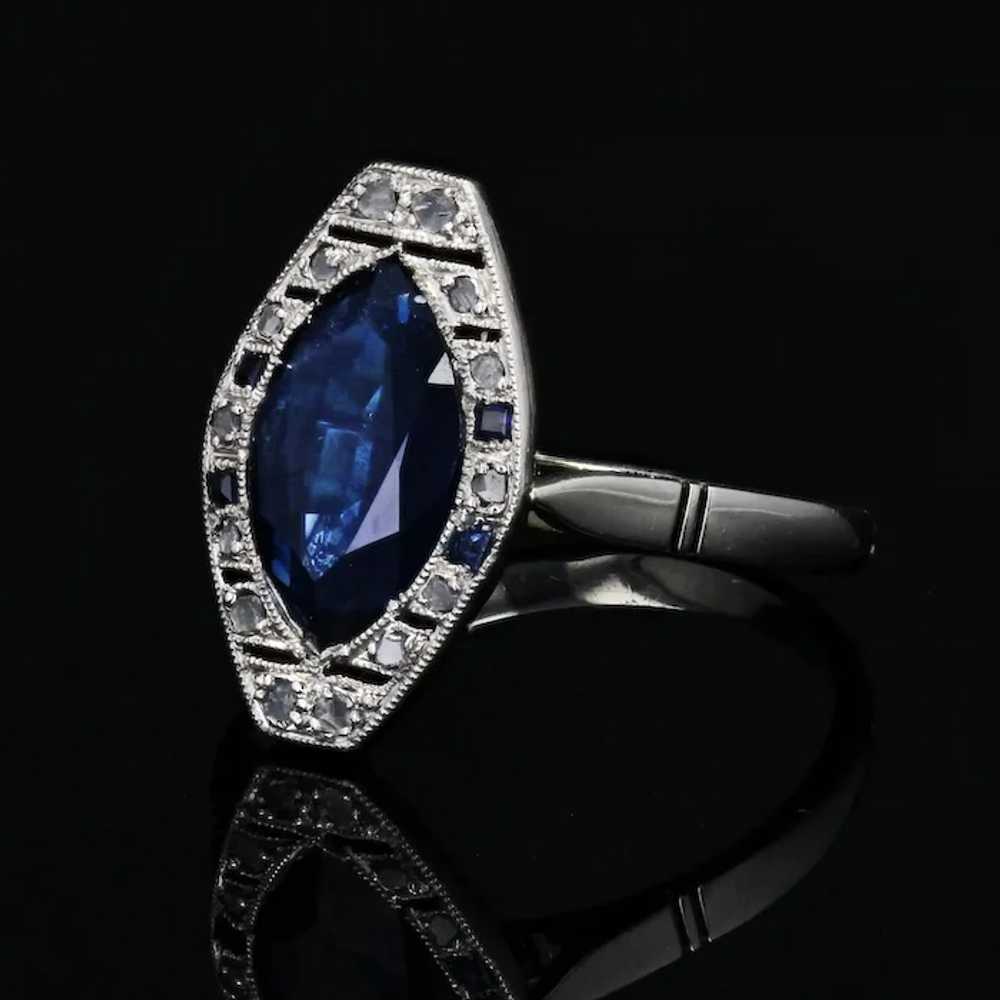 French 1925s Art Deco Sapphire Diamonds 18 Karat … - image 7