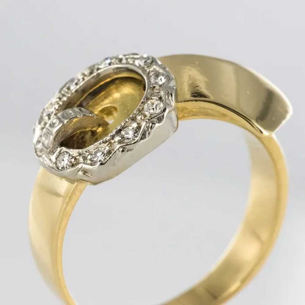 French Retro Diamond Gold Belt Ring - image 11