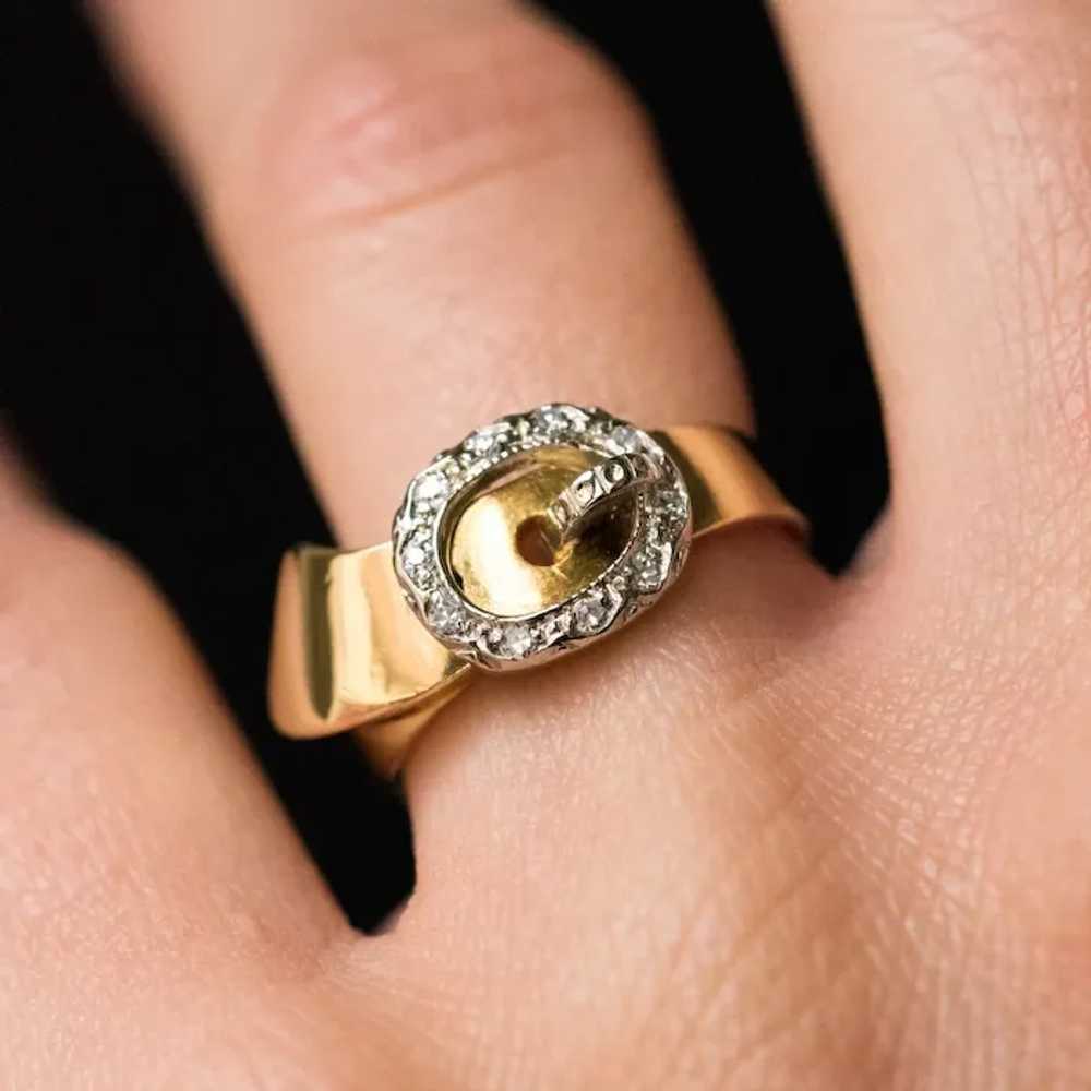 French Retro Diamond Gold Belt Ring - image 4