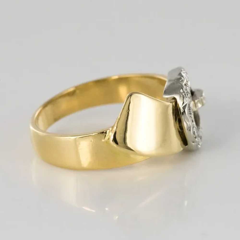 French Retro Diamond Gold Belt Ring - image 5