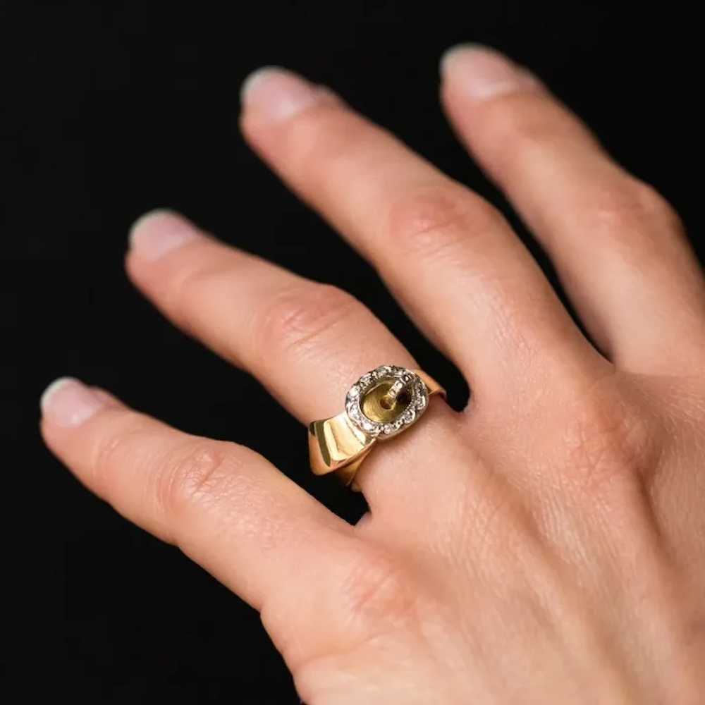 French Retro Diamond Gold Belt Ring - image 6