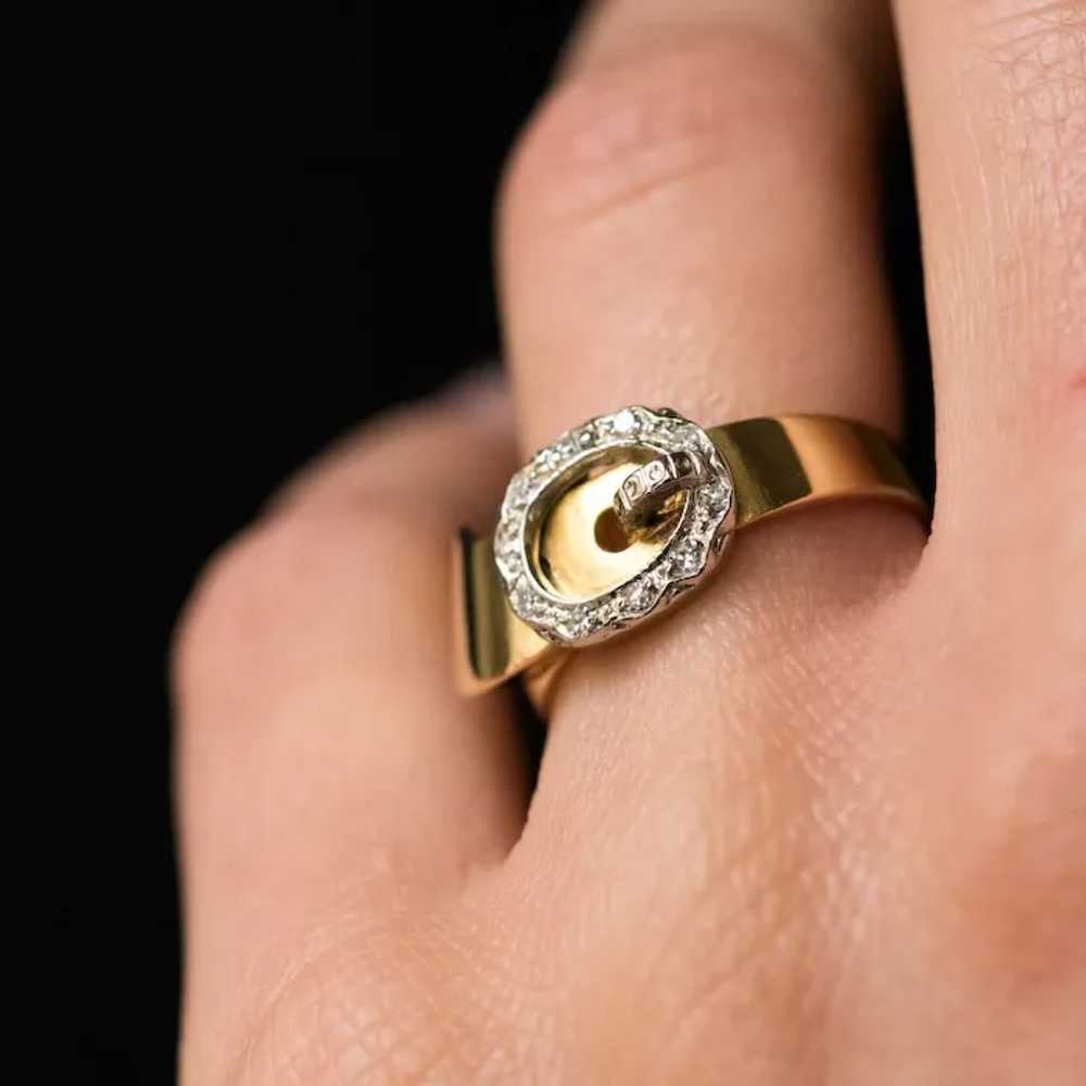 French Retro Diamond Gold Belt Ring - image 8