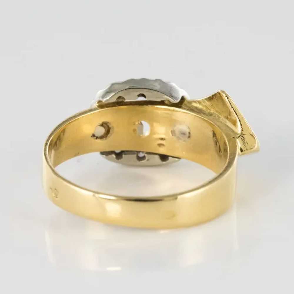 French Retro Diamond Gold Belt Ring - image 9