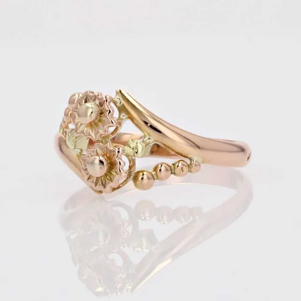 French 1900s 18 Karat Rose Green Gold Floral Patt… - image 3