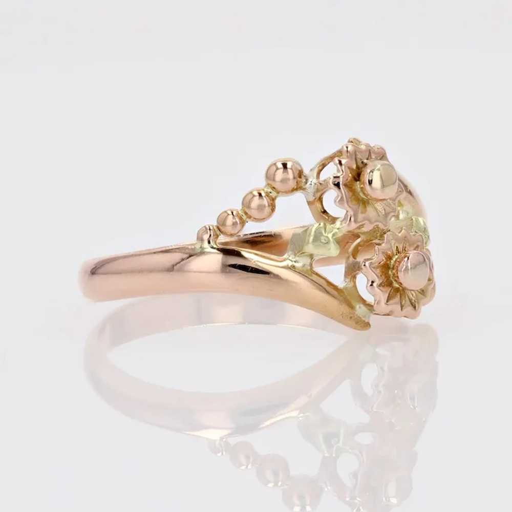 French 1900s 18 Karat Rose Green Gold Floral Patt… - image 4