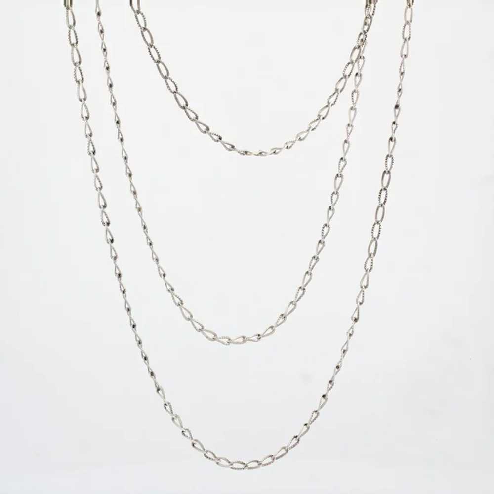 1900s Chiseled Silver Long Chain Necklace - image 10