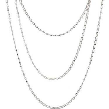 1900s Chiseled Silver Long Chain Necklace - image 1