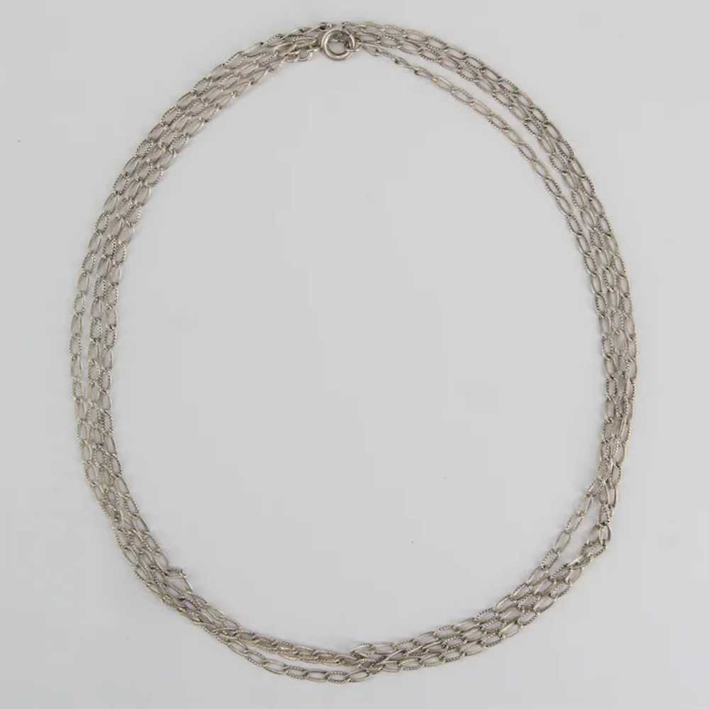 1900s Chiseled Silver Long Chain Necklace - image 6