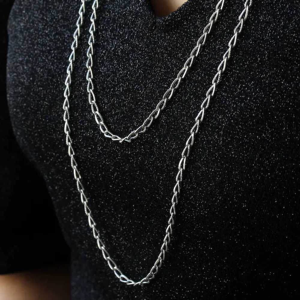 1900s Chiseled Silver Long Chain Necklace - image 8