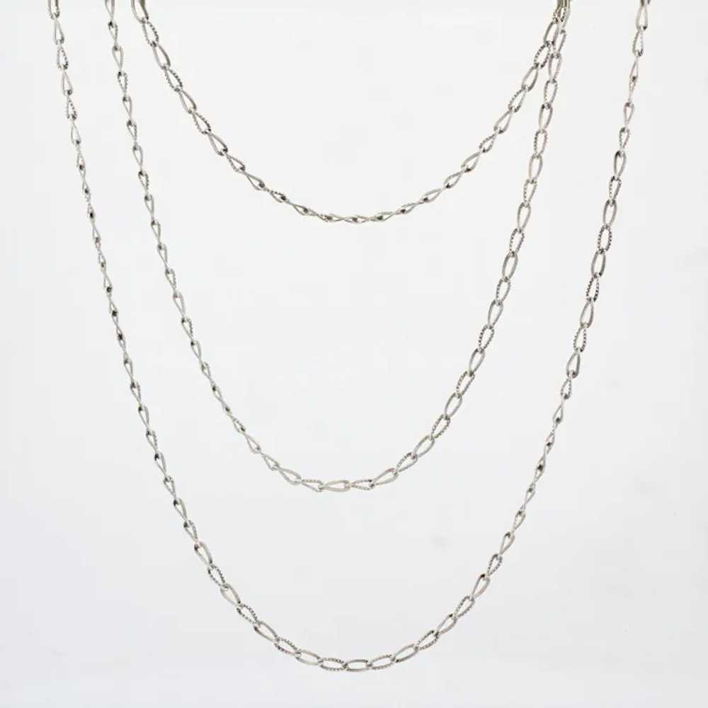 1900s Chiseled Silver Long Chain Necklace - image 9