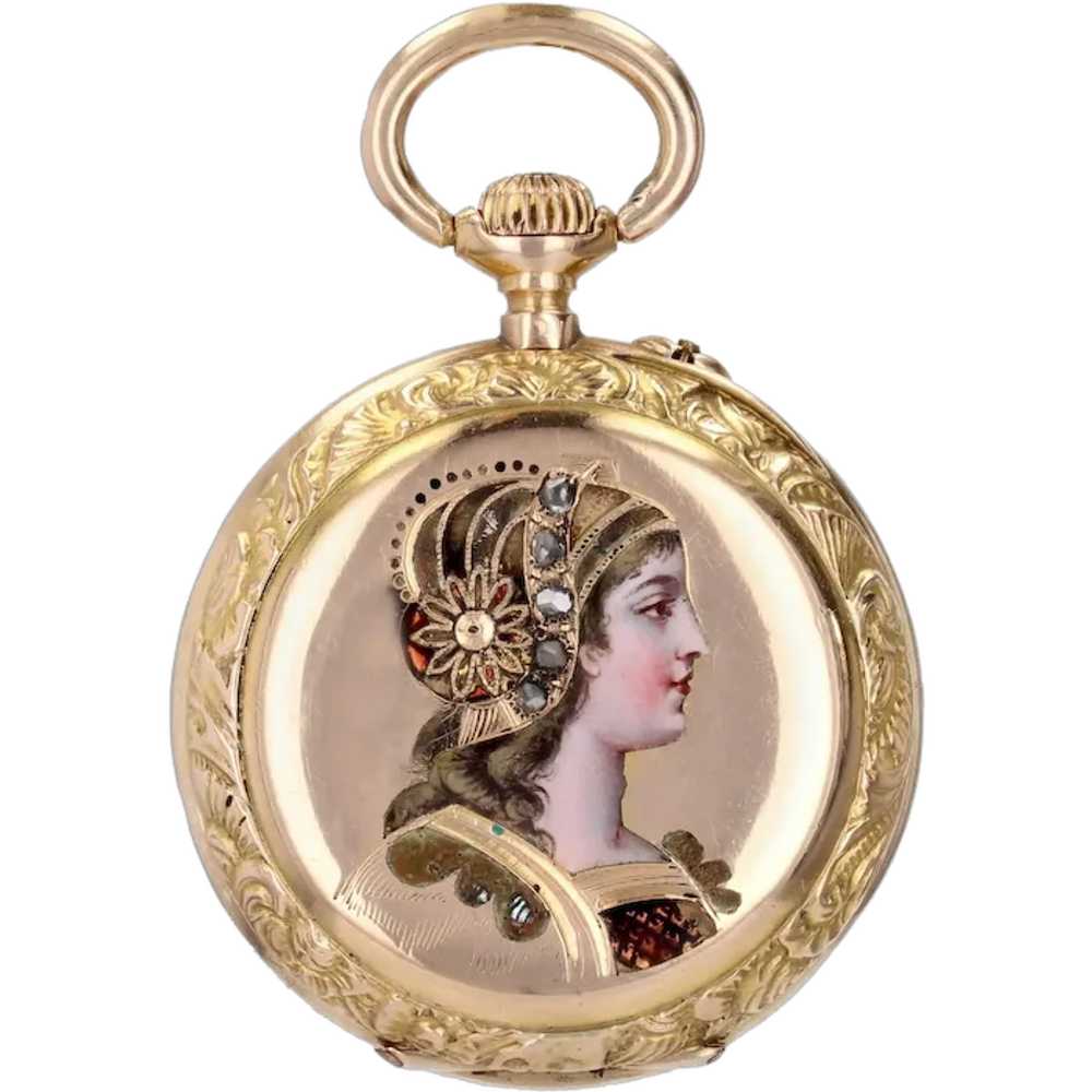 French 20th Century 18 Karat Yellow Gold Enamelle… - image 1