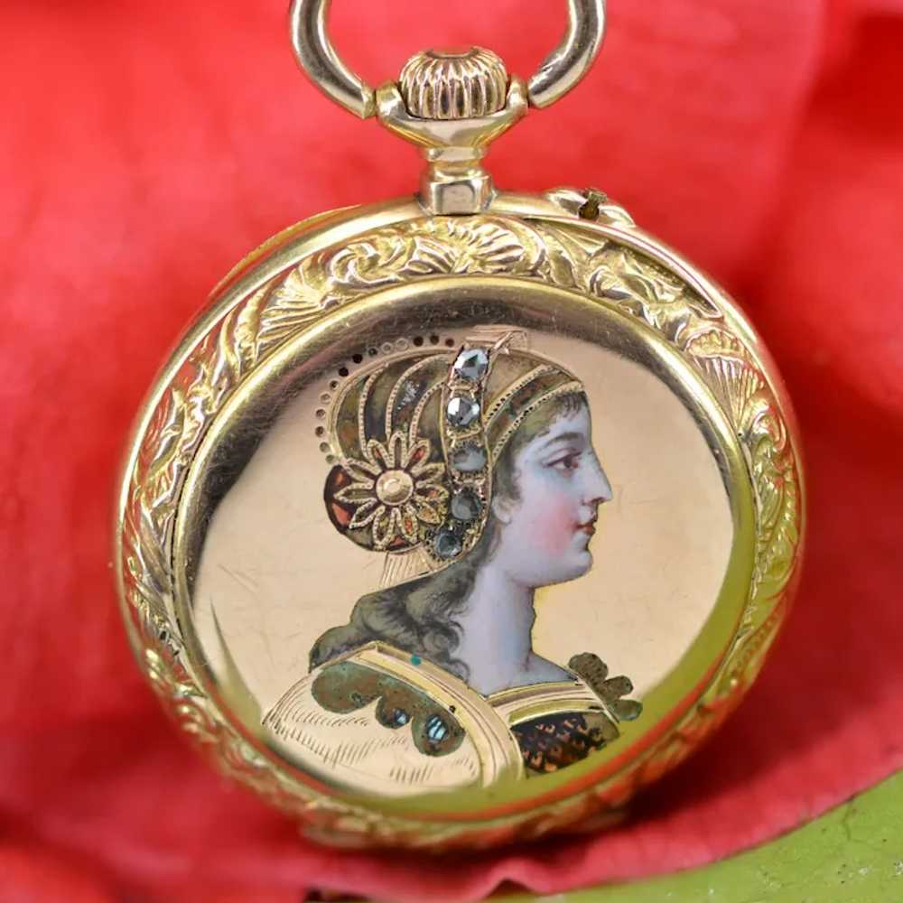 French 20th Century 18 Karat Yellow Gold Enamelle… - image 4