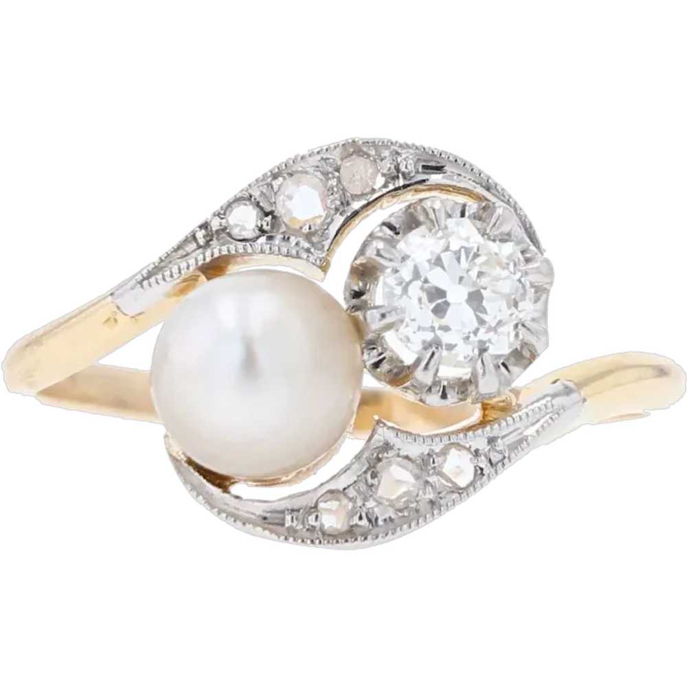 20th Century Natural Pearl Diamonds 18 Karat Yell… - image 1