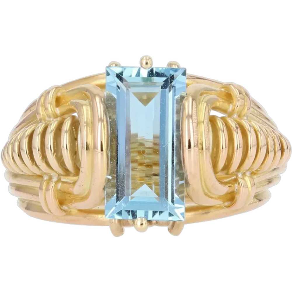 1940s 1.90 Carat Aquamarine 18 Karat Yellow Gold … - image 1