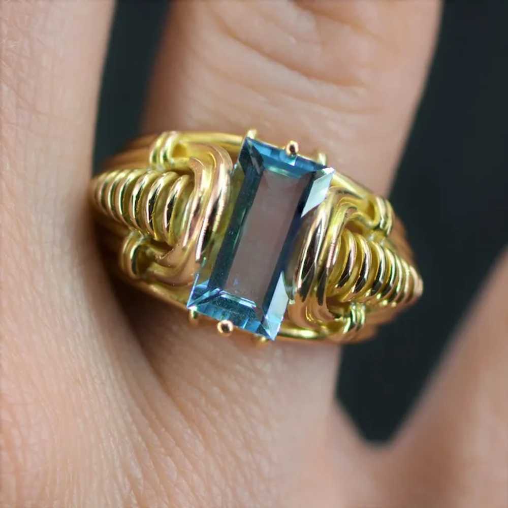 1940s 1.90 Carat Aquamarine 18 Karat Yellow Gold … - image 6