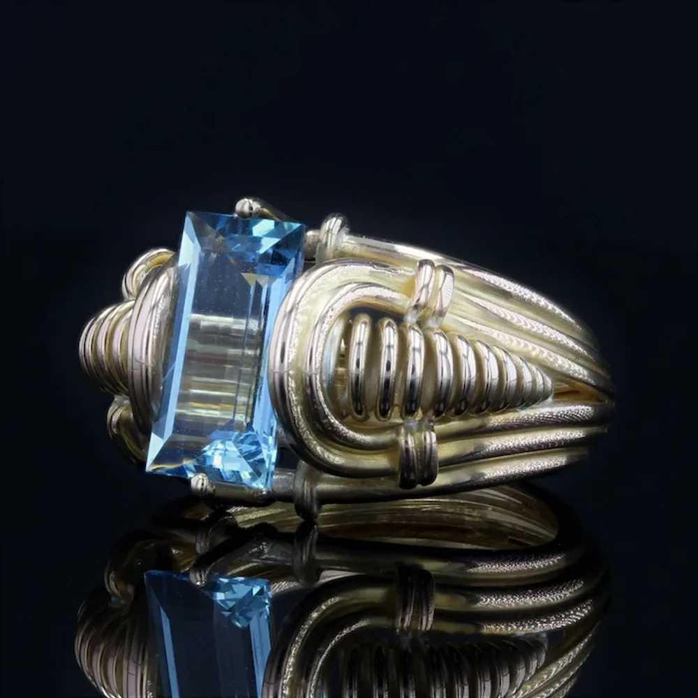 1940s 1.90 Carat Aquamarine 18 Karat Yellow Gold … - image 8