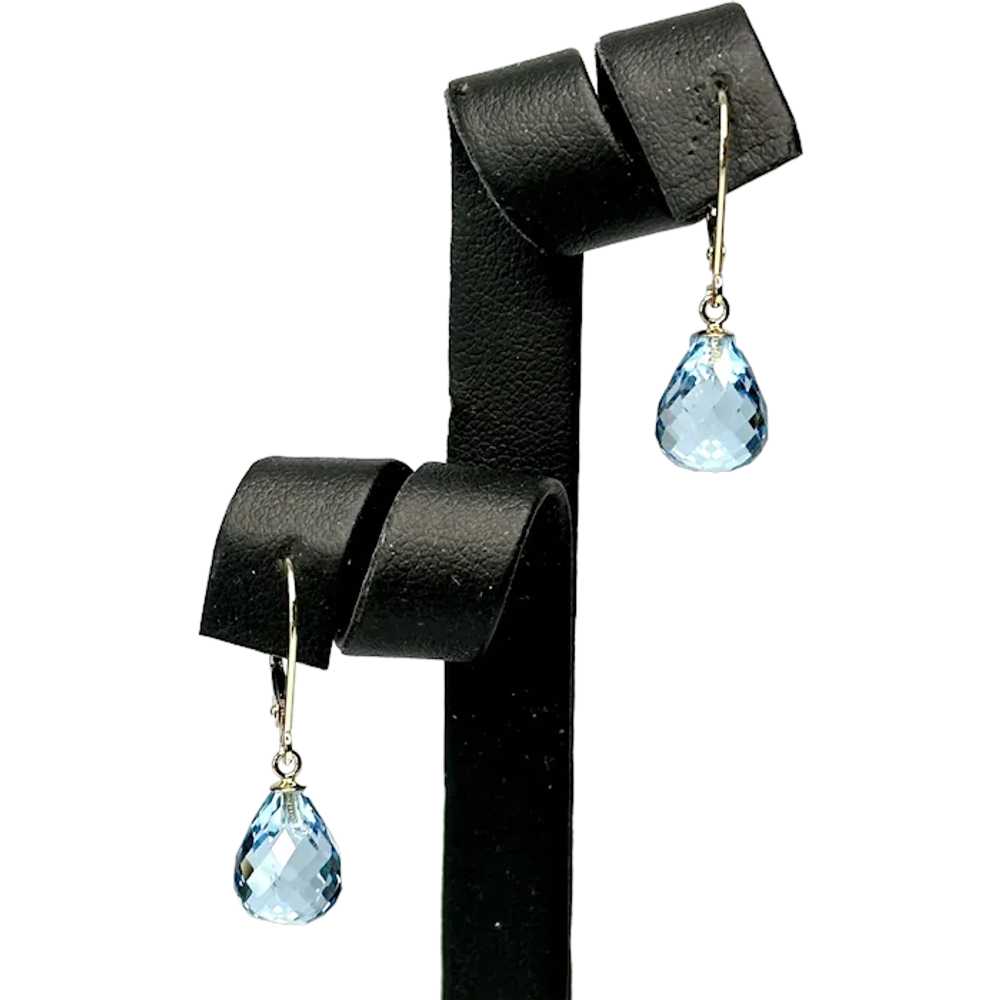 Swiss Blue Topaz and 14k Gold Earrings - image 1