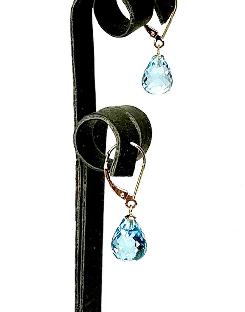 Swiss Blue Topaz and 14k Gold Earrings - image 2