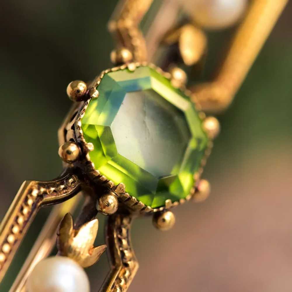 French 19th Century Peridot Natural Pearl 18 Kara… - image 7