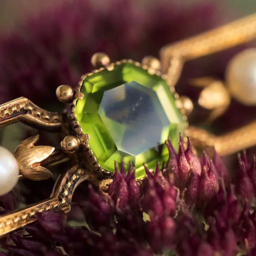 French 19th Century Peridot Natural Pearl 18 Kara… - image 8