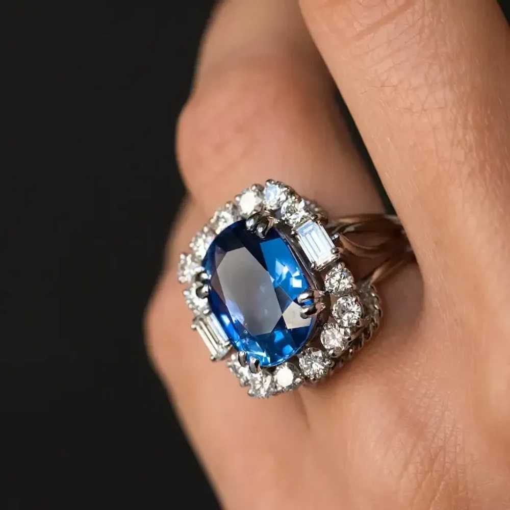 French 1950s No Heat Ceylon Cushion Cut Sapphire … - image 10