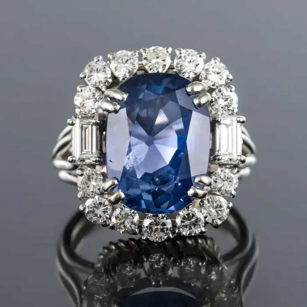 French 1950s No Heat Ceylon Cushion Cut Sapphire … - image 3