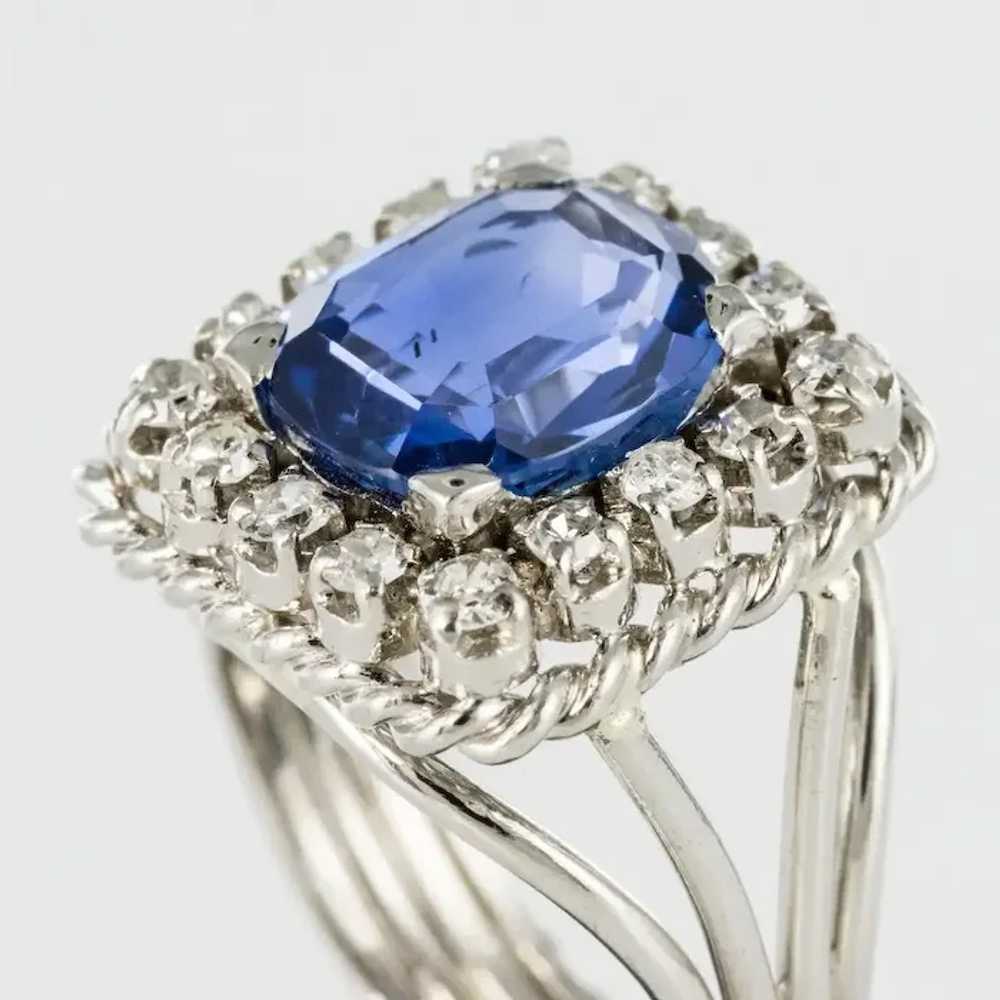 French 1950s Natural Cushion Cut Ceylon Sapphire … - image 7