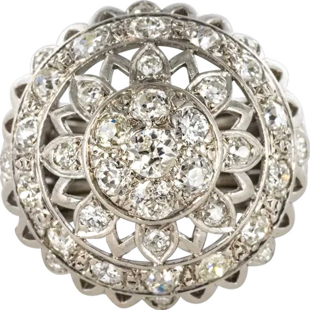 French 1960s 4.20 Carat Diamonds 18 Karat White G… - image 1