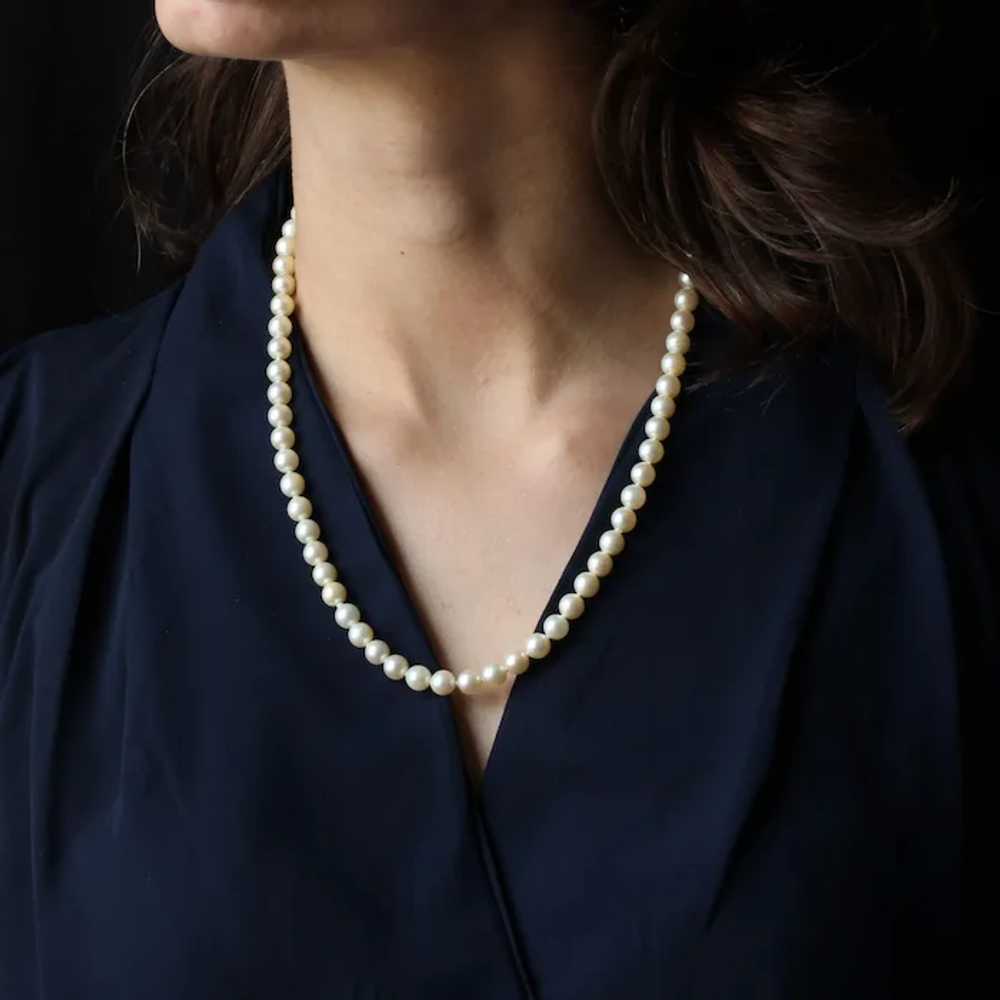 French 1950s Cultured Pearl Choker Necklace - image 8