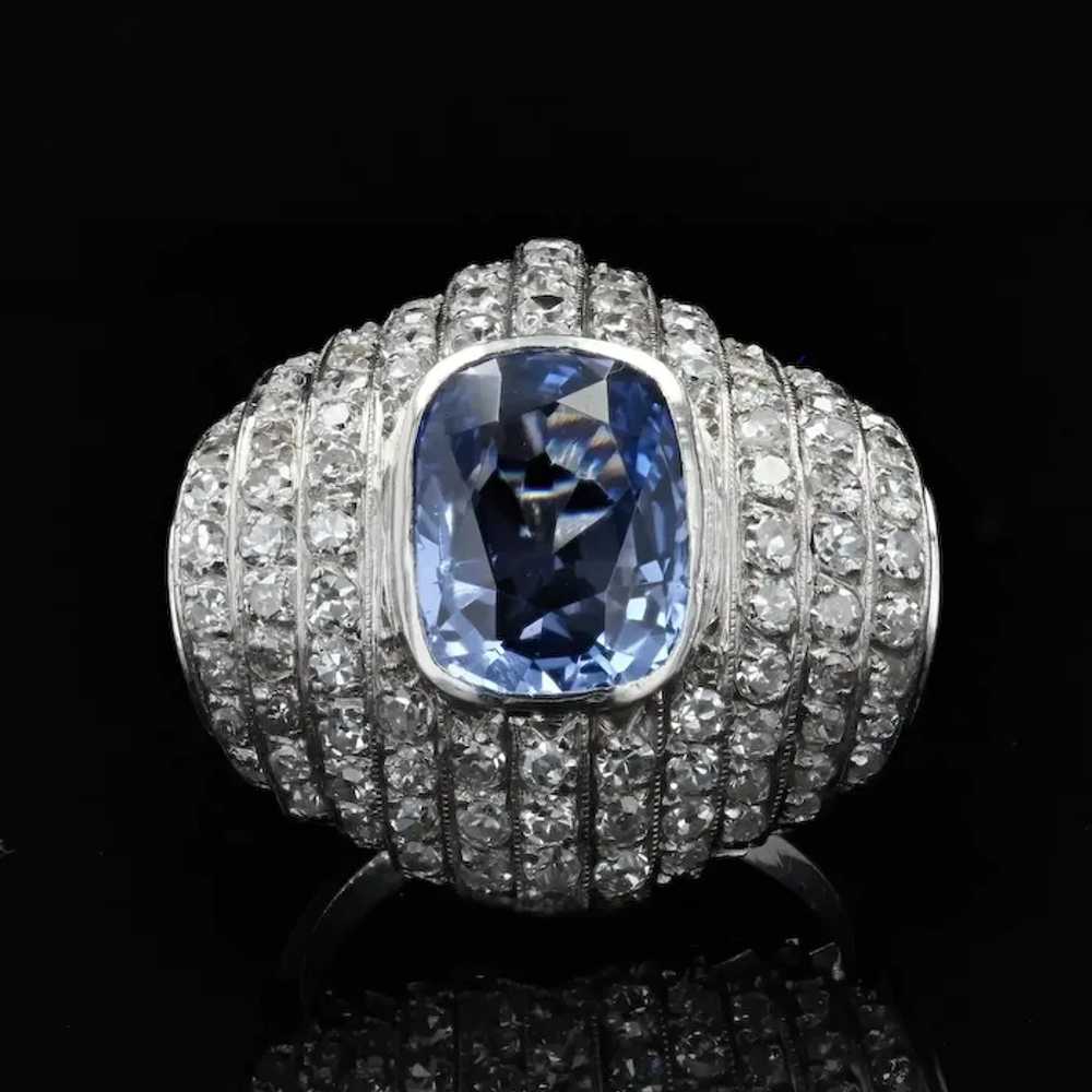 French Late Art Deco Natural Ceylan Sapphire Diam… - image 3