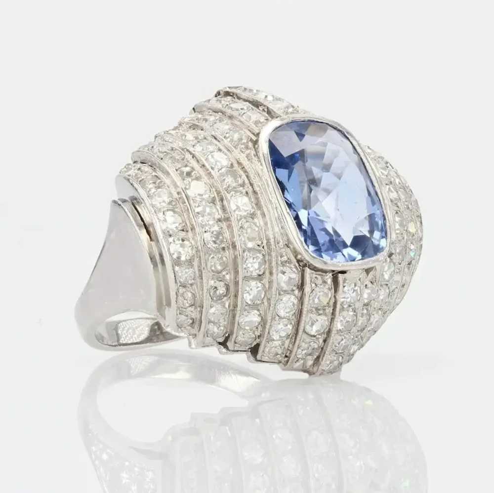 French Late Art Deco Natural Ceylan Sapphire Diam… - image 4