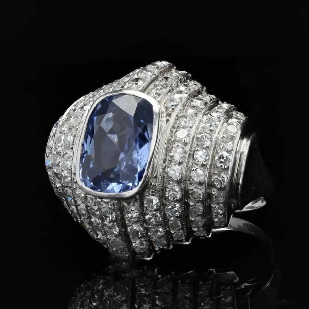 French Late Art Deco Natural Ceylan Sapphire Diam… - image 5