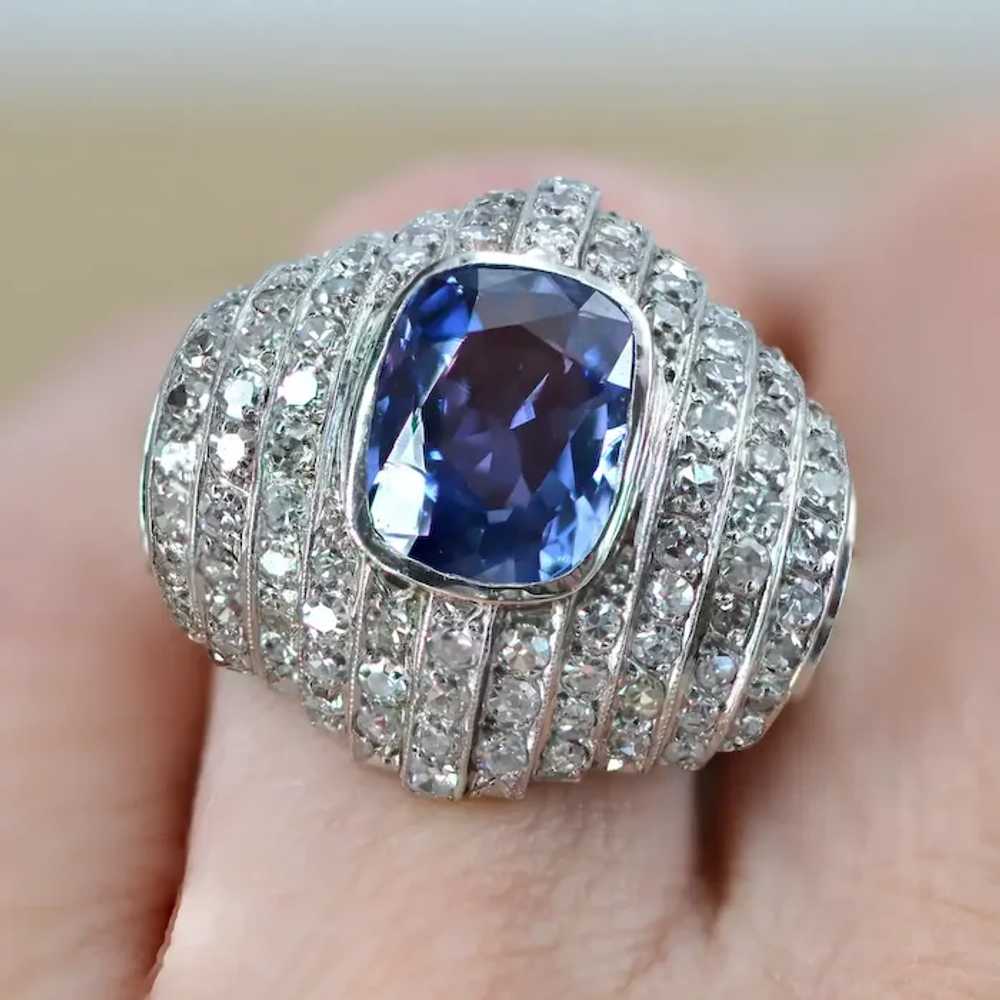 French Late Art Deco Natural Ceylan Sapphire Diam… - image 6