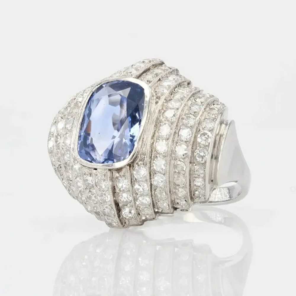 French Late Art Deco Natural Ceylan Sapphire Diam… - image 7