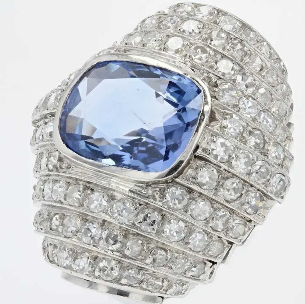 French Late Art Deco Natural Ceylan Sapphire Diam… - image 9