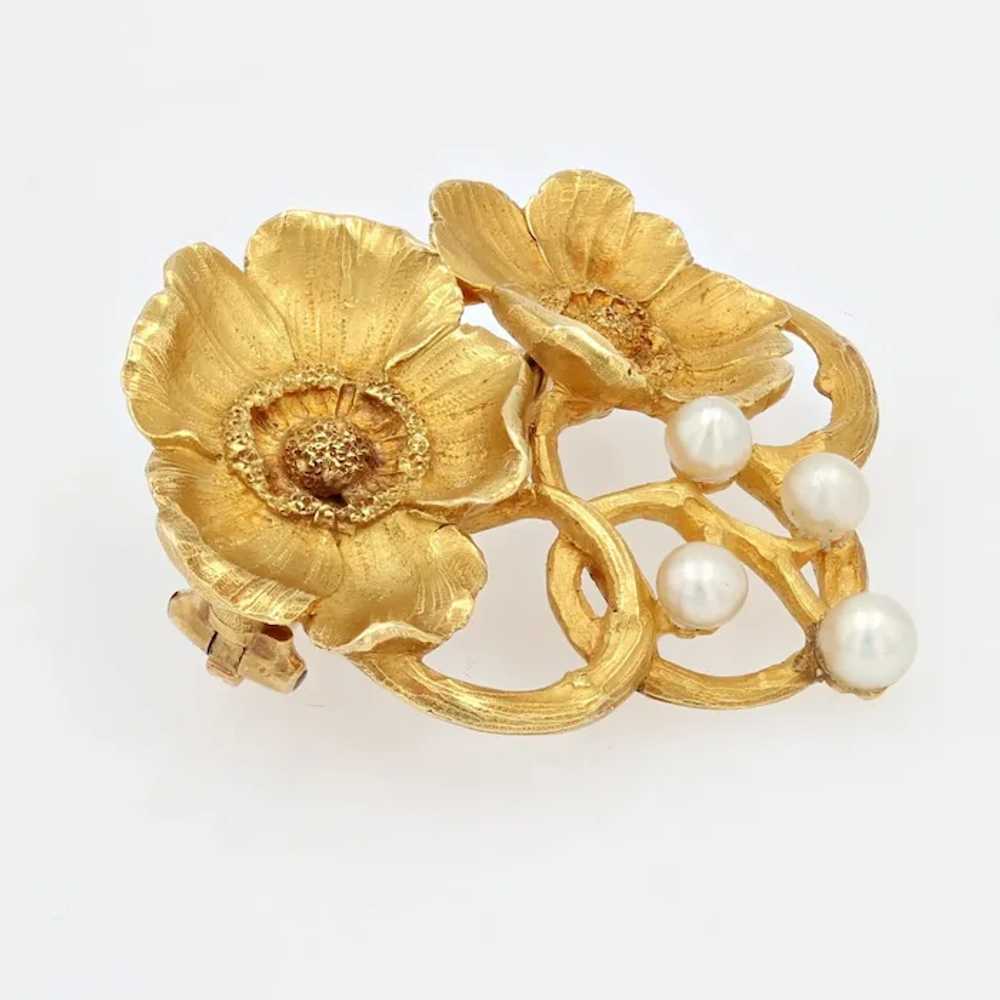 French Art Nouveau Fine Pearls 18 Karat Yellow Go… - image 10