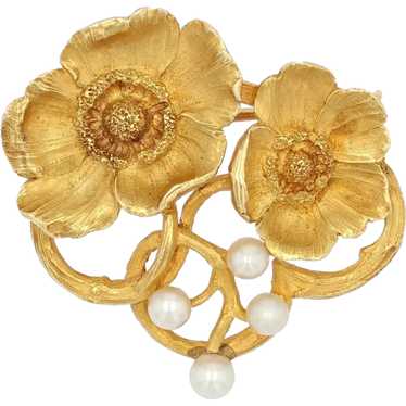 French Art Nouveau Fine Pearls 18 Karat Yellow Go… - image 1