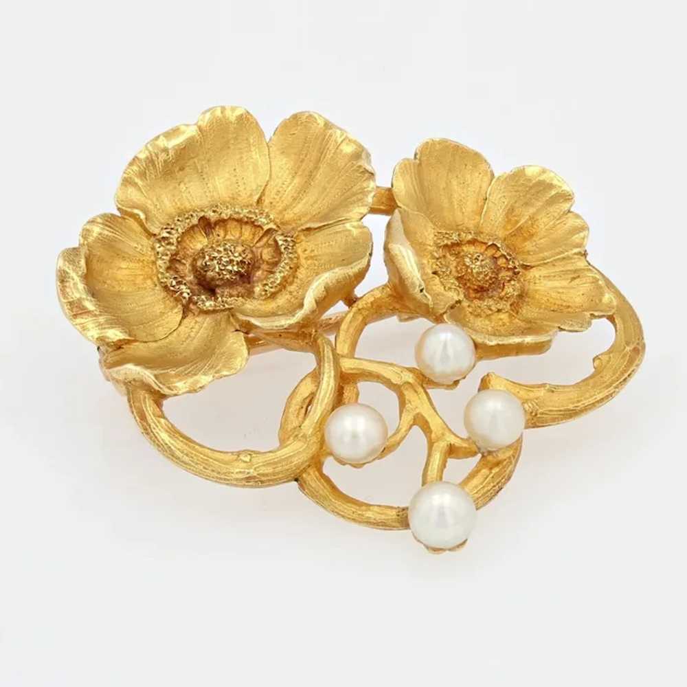 French Art Nouveau Fine Pearls 18 Karat Yellow Go… - image 3