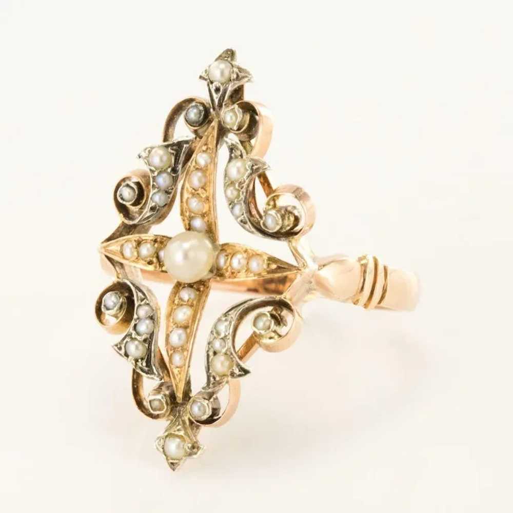 French Napoleon III Natural Pearl Siver Rose Gold… - image 3